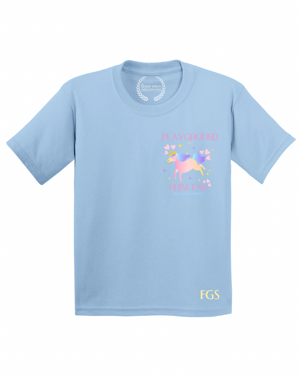 KIDS | GRAPHIC TEE | PLAYGROUND PRINCESS LIGHT BLUE BADGE