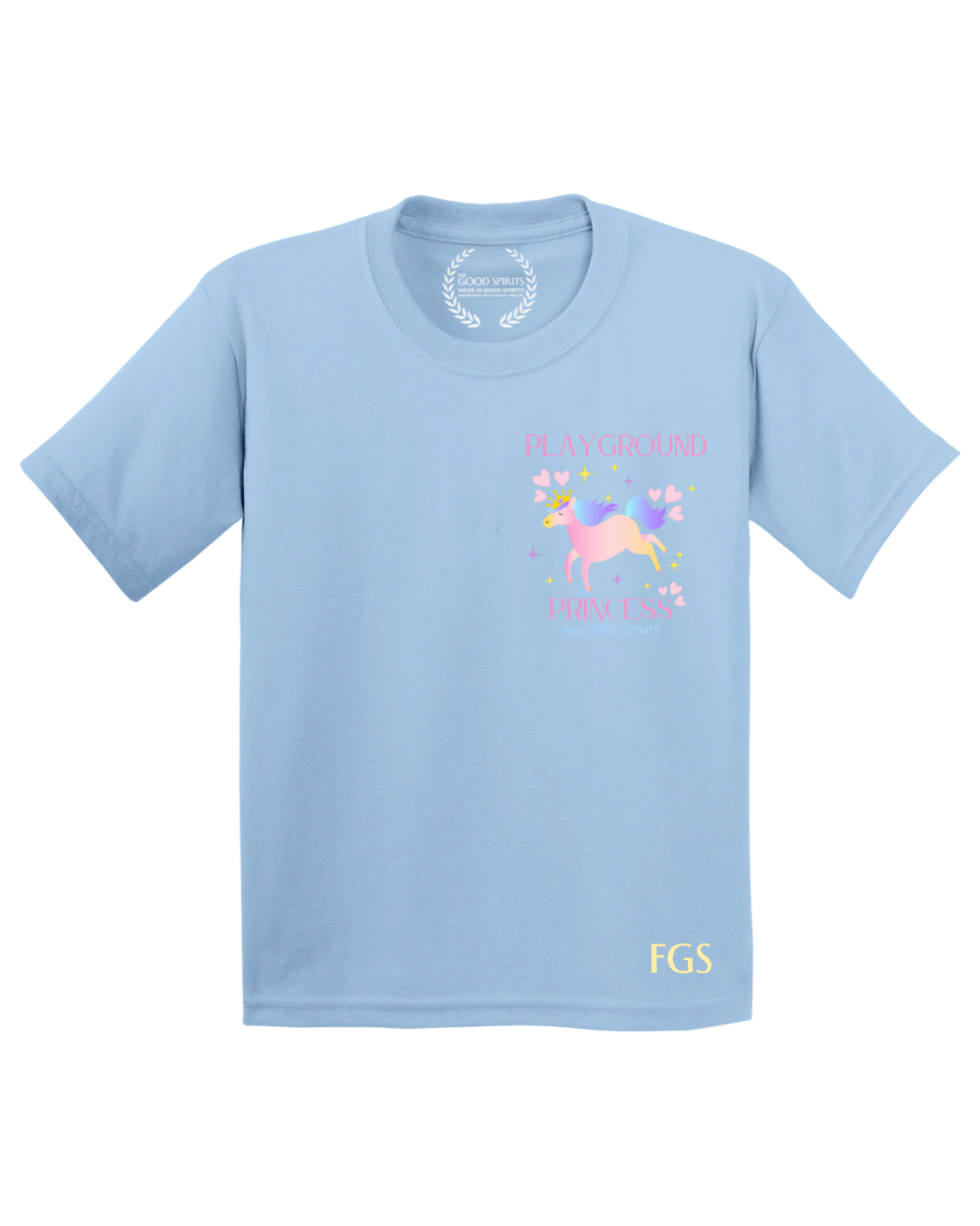 KIDS | GRAPHIC TEE | PLAYGROUND PRINCESS LIGHT BLUE BADGE