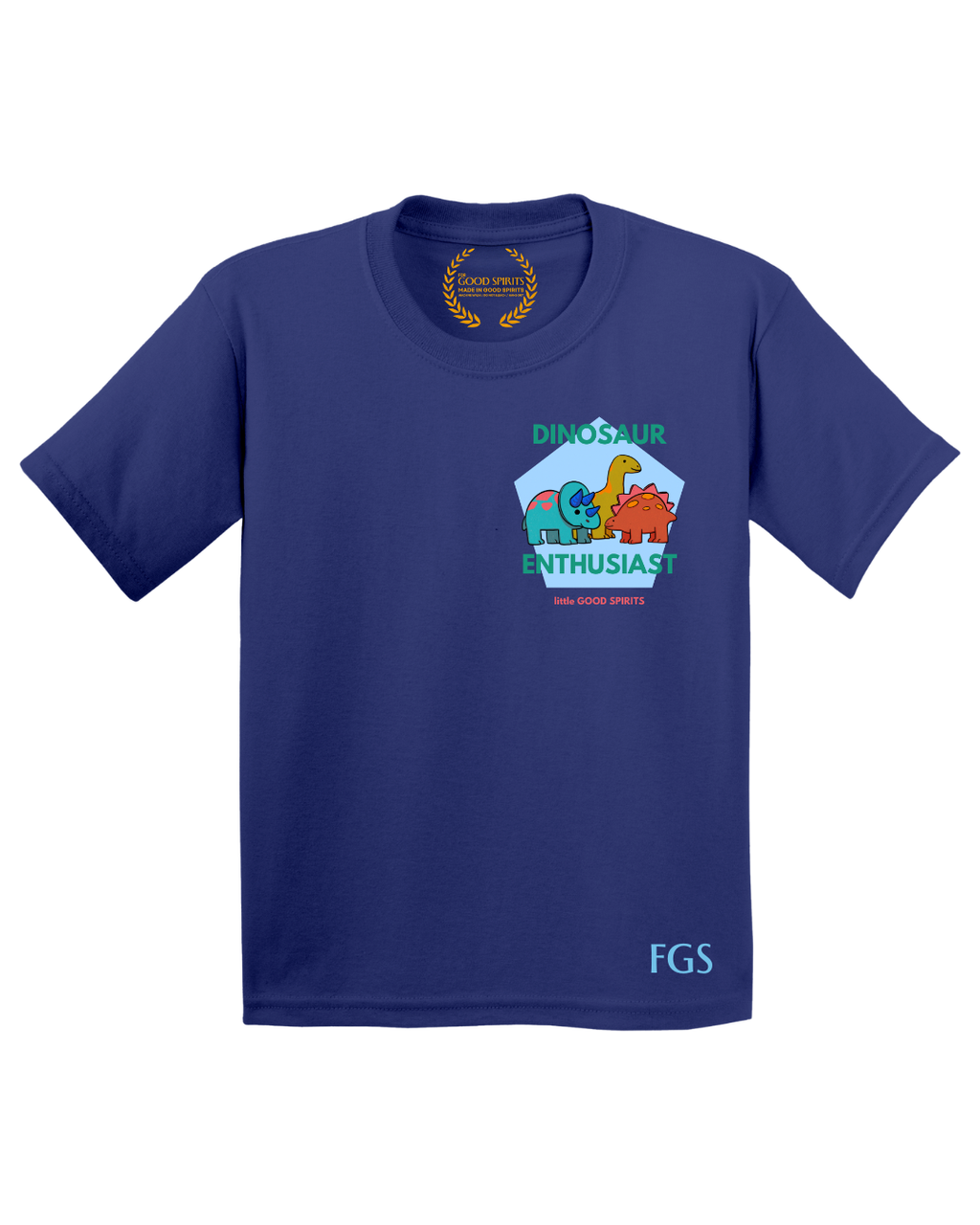 KIDS | GRAPHIC TEE | DINOSAUR ENTHUSIAST BLUE PENTAGON BADGE