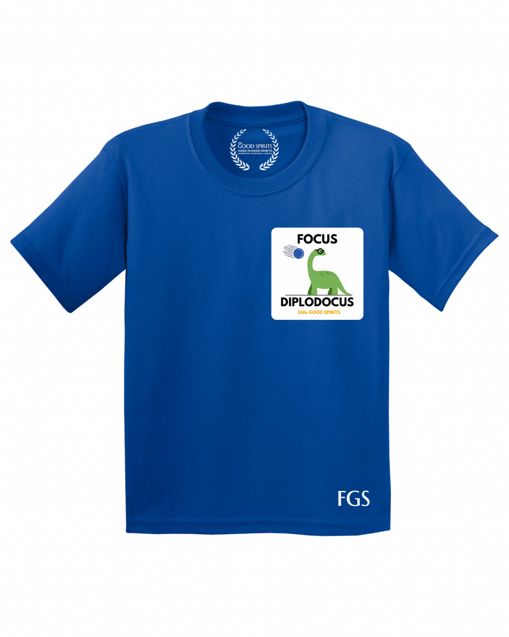 KIDS | GRAPHIC TEE | FOCUS DIPLODOCUS BLUE BADGE